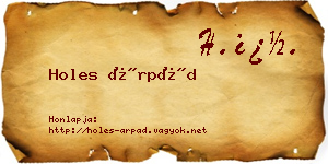 Holes Árpád névjegykártya